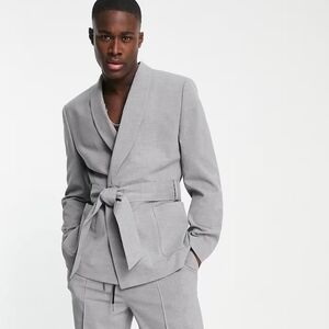 ASOS DESIGN - Skinny Robe Suit Jacket With Belt in Gray sz 38 Reg
